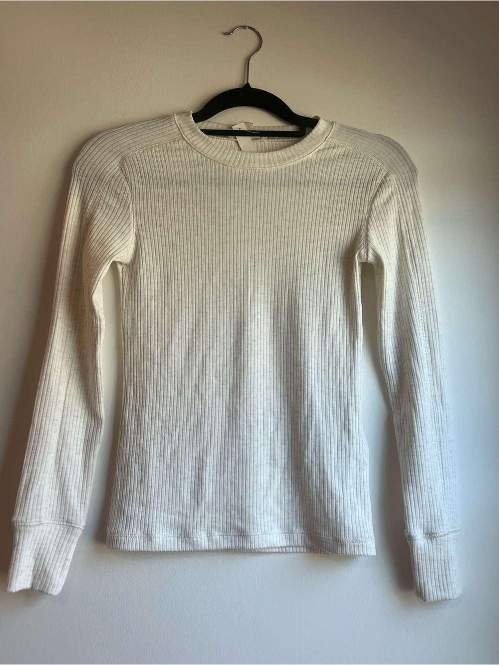 NWT Madewell Cream Ribbed Crewneck Long-Sleeve Sweater